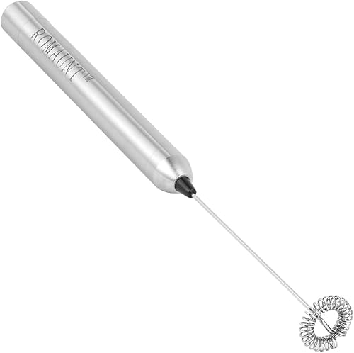 ROMAUNT - Espumador de leche de mano, funciona con pilas, eléctrico, portátil, mini mezclador, máquina de espuma para café con leche y capuchino,