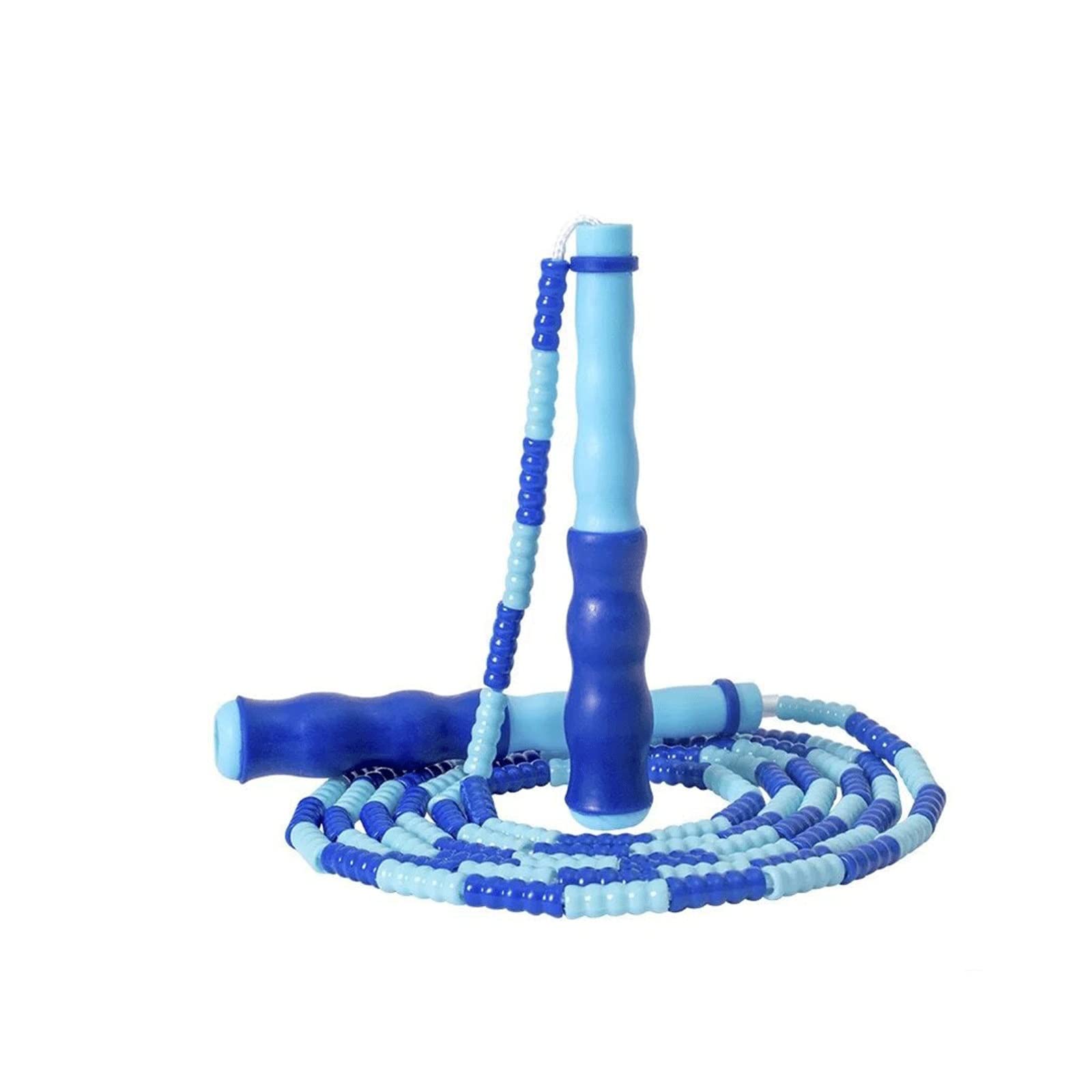 Springseil, 2,8 m Länge, verstellbar, weiche Perlen, geeignet für Fitness, Uni, Blau
