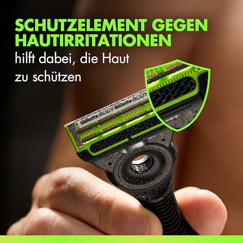 GilletteLabs Body & Intimate Männer Rasierklingen — 12 ORIGINAL Ersatzklingen für Intimrasierer Mann — 2 Klingen für Schutz Gegen Eingewachsene Haare und Irritationen mit Langanhaltender Gleitstreifen 3