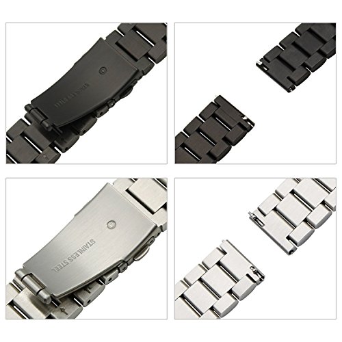 Valkit Compatible Galaxy Watch 46Mm/Galaxy Watch 3 45Mm Bands, 2 Pack 22Mm Stainless Steel Solid Metal Wrist Band Business Strap + Screen Protector For Gear S3 Frontier/Classic, Sliver+Black #TOP4