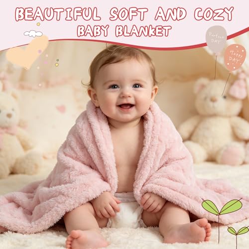 Image of 5 Pcs Baby Blanket Bow Checkerboard Ultra Soft Gift-Ready Plush for Newborns, Nursery & Stroller 30 inchx40 inch Pink Blue Light Brown Green Beige