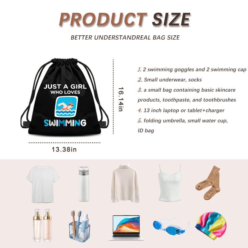 Swim Gifts for Swimmers Birthday Gifts for Friend Swimming Drawstring Backpack for Swimmer Gift for Daughter Granddaughter Swim Lover Gift for Girls Swim Team Gift Bags Swimming Drawstring Sackpack