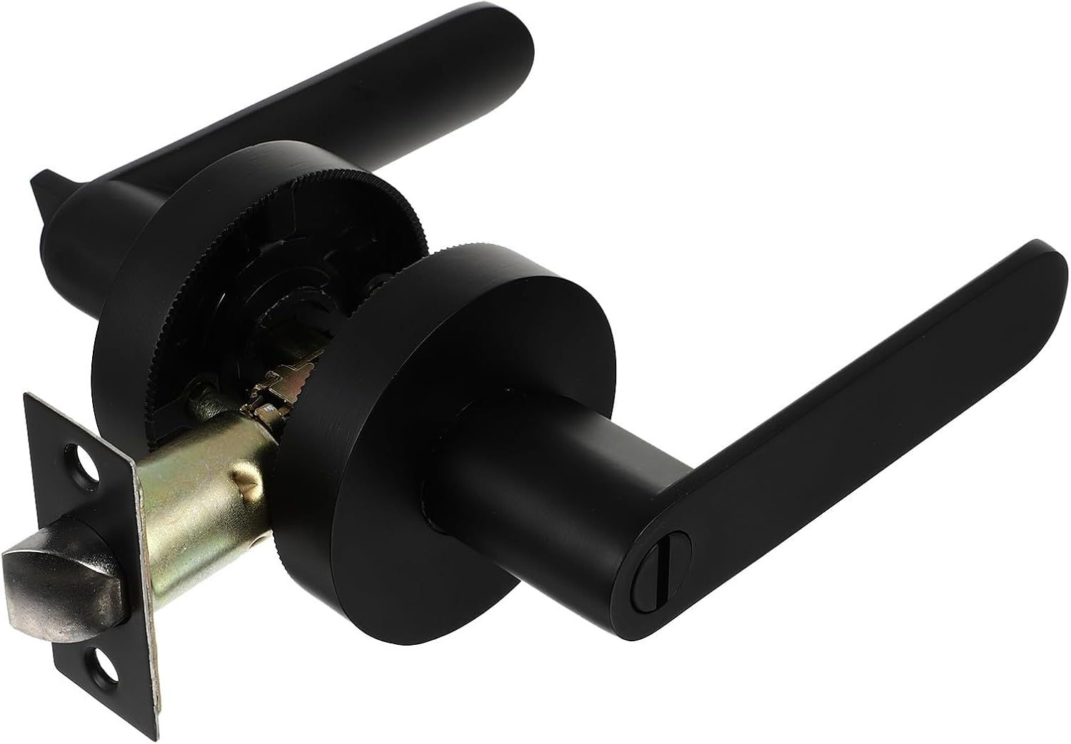 NUOBESTY Matte Black Interior Door Lever Lock 3-bar Passage Door Handle for Bedroom and Bathroom Universal Fit 30mm-50mm