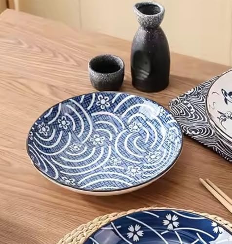 Image of 6-Piece Ceramic Dinner Set, 2 Plates & 4 Bowls, Microwave Safe, Dishwasher Safe, Floral Dinnerware (Blue White Floral, 2 Plate & 4 Bowl Set)