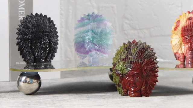 Figura Escultura Cabeza India Dragon Bloodstone 2.5 pulgadas miniatura 7