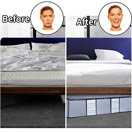 Large Under Bed Storage Organizer Containers [2 Pack] Clothes Organizers Bags With Reinforced Handle And Zipper, Underbed Storage For Clothing, Blankets, Comforters, Shoes, Gray #TOP4