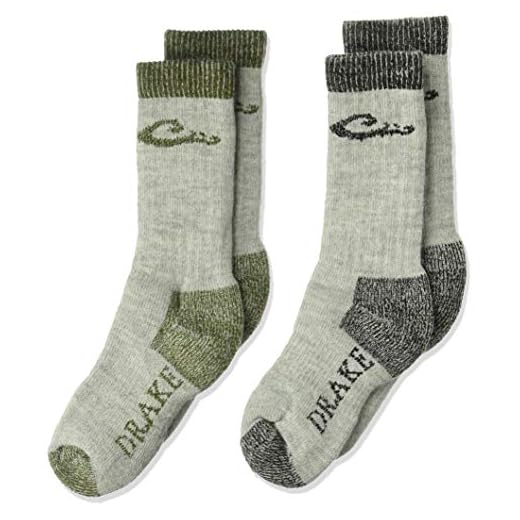 Drake unisex child Merino Wool Heavyweight Outdoor Crew Boot 2 Pair Pack Casual Sock, Green/Black, Small US