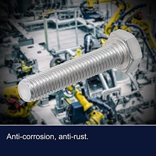 Image of Left Hand M8 x 40mm Hex Head Bolts Screws 304 Stainless Steel, A2-70 Fasteners Fully Machine Reverse Threaded SUS304 2 Pcs