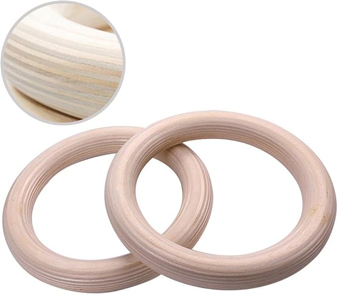 Set de Anillas de Gimnasia de Madera, Anillas de Entrenamiento de Abedul Sólido con Correas Ajustables para Fitness en Casa miniatura 2