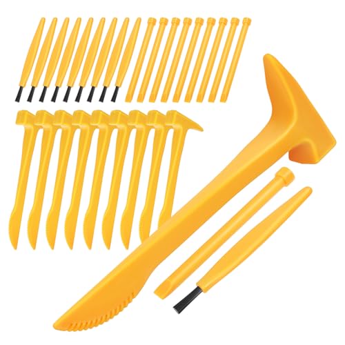 SEWACC Dig Tool Set Plastic Archaeological Excavation Tool Kit Dino Dig Kit with Mini Hammer Chisel Brush