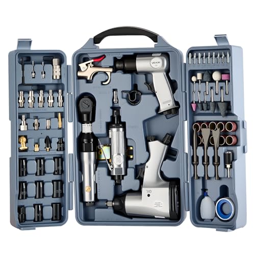 VEVOR 71 Pieces Pro Air Tool and Accessories Kit - 1/2' Air Impact Wrench, 3/8' Ratchet Wrench, 1/2'...