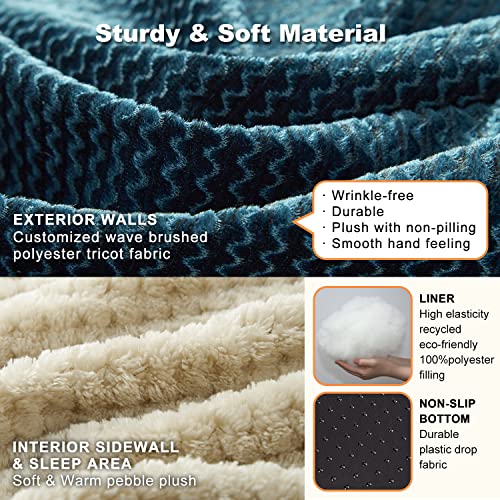 Miguel Removable Washable Dog Bed For Medium Dog Easy Clean - Rectangle Pet Bed For Large Cats With Zipper Cover Bolster Cuddle Puppy Bed With Supportive Side Wall Slip-Resistant Bottom, Blue 30 Inch #TOP3