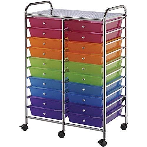 Blue Hills Studio Double-Wide Storage Cart w/20 Drawers: Multi-Color