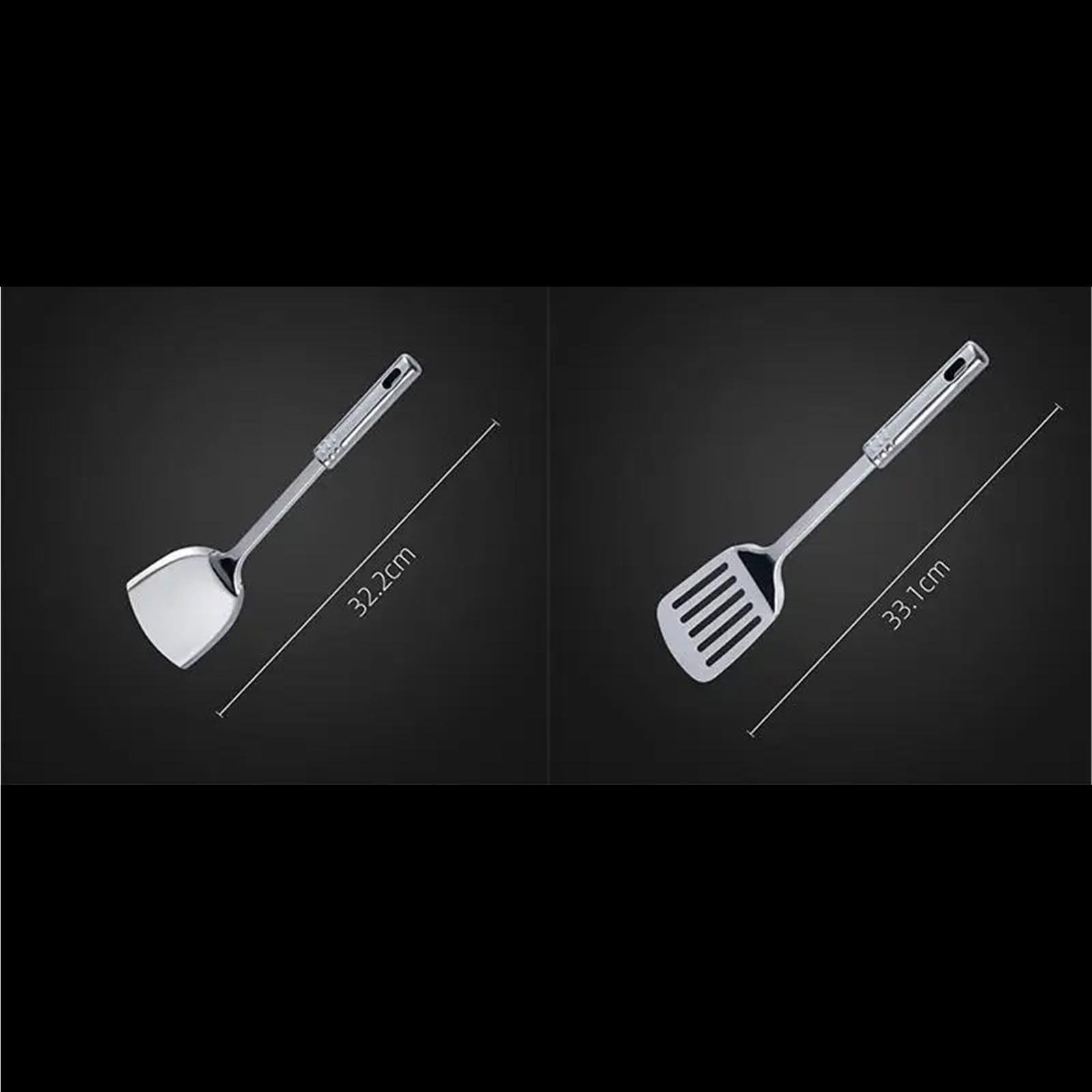 4 Stück Edelstahl-Wok-Spatel mit langem Griff Für Die Küche | Küchenhelfer, Kochutensilien-Set, Reislöffel, Schöpfkelle, Kochutensilien