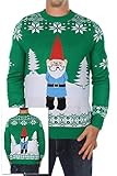 Men's Ugly Christmas Sweater - The Suspicious Axe Wielding Gnome Sweater Green