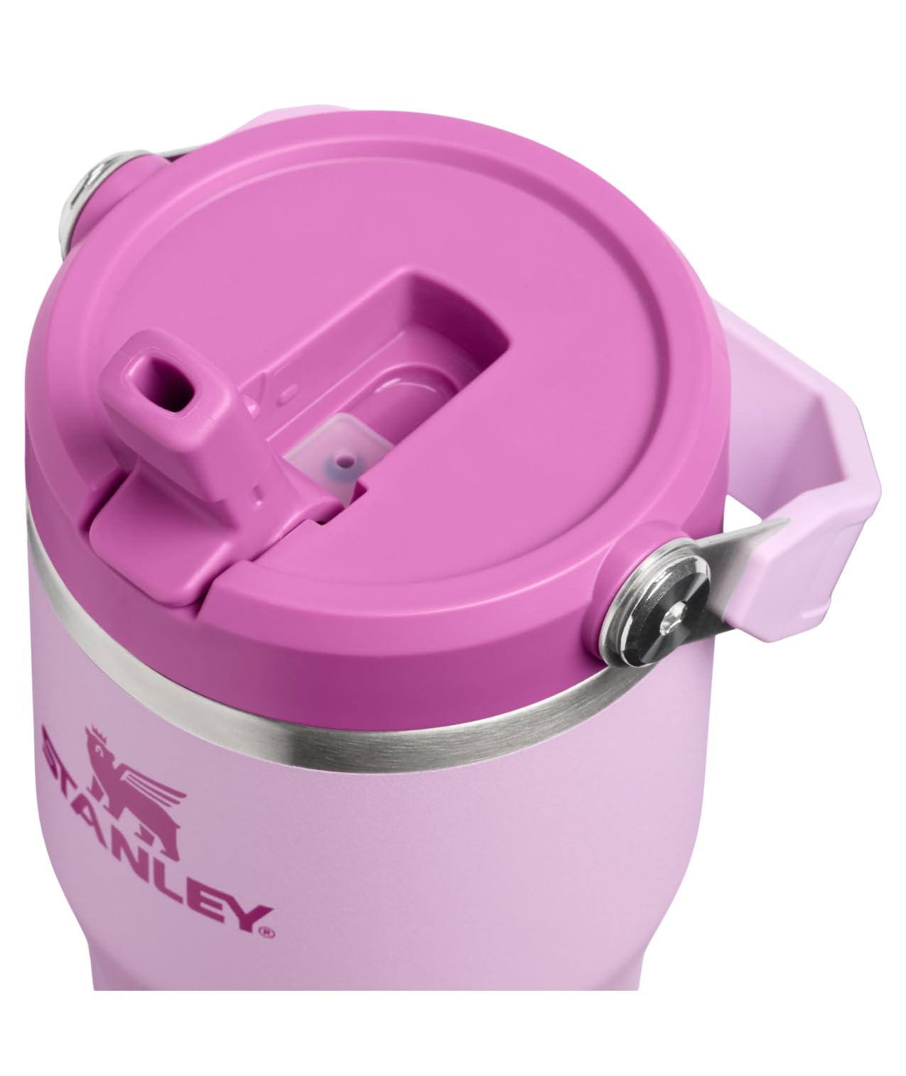 STANLEY IceFlow 2.0 - Vaso con pajilla abatible con asa, tapa giratoria y pajilla abatible, botella de agua a prueba de fugas, acero inoxidable aislado, sin BPA, color orquídea suave