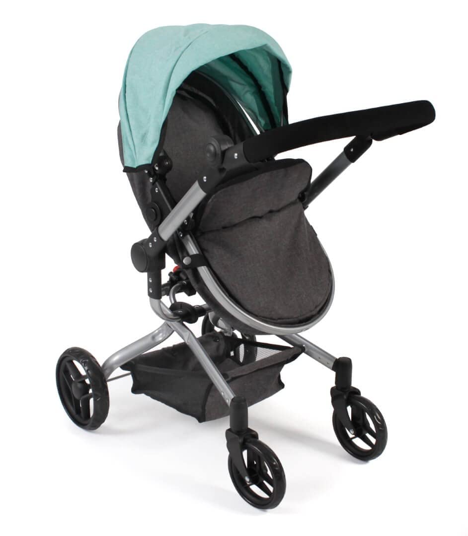 Bayer Chic 2000-Cochecito de muñecas Yolo, Color Melange Antracita-Menta, 71 x 42 x 81 cm (593 42), de 4 a 8 años.