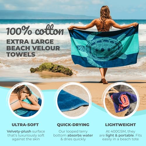 Nova-Blue-Turtle-Beach-Towel--Tropical-Blue-Colors-with-A-Unique-Design-Extra-Large-XL-34x-63-Made-from-100-Cotton-for-Kids-Adults 51IYKcyFMYL