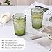 ZMOWIPDL Vintage Glassware Drinking Glasses Set of 6,13 oz Green Textured Flower Design Glass Water Tumblers，Embossed Striped Drinkware for Water,Cocktails,Juice,Iced Coffee