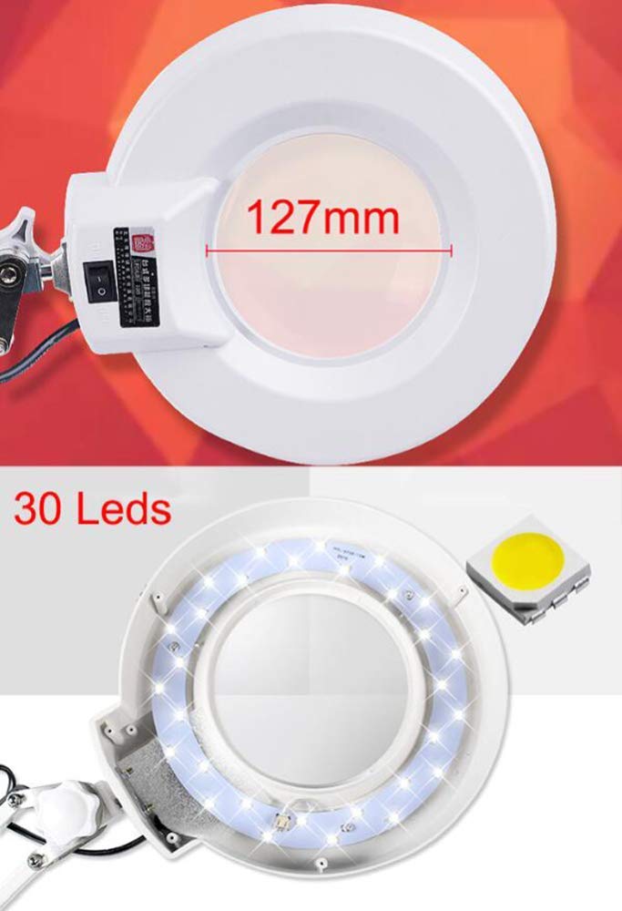 Lupa, 10-krotna lampa powiększająca ze stojakiem – lampa stołowa i biurkowa z 36 diodami LED, świetna lupa bez użycia rąk, do czytania dla seniorów, hobby, rękodzieła, stołu warsztatowego, diamentowej