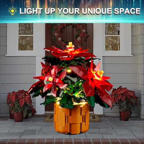 Image of LED Light Kit for Lego 10370 Icons Poinsettia Flower Decor Set, Compatible with Lego 10370 Building Blocks Model(Not Include Blocks Set)