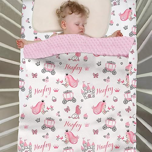 Personalized Crib Bedding Set for Baby Girls, Custom Baby Girl Crib Bedding Set with Name, Crown Pink Nursery Bedding, 2 Piece Crib Bedding Sets, Name Crib Comforter, Crib Fitted Sheets for Babies