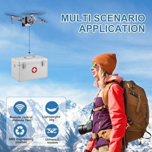 universal drone airdrop system compatible with dji mavic mini 4 pro mini 3 mini 2 air 2 air 2s mavic 3 pro mavic 2 - payload clip release device airdropper with fish bait ring thrower accessories drones not included