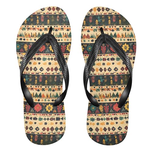 siphylline Chanclas de goma con patrones tribales para hombre, sandalias suaves para vacaciones, Patrones tribales, Large