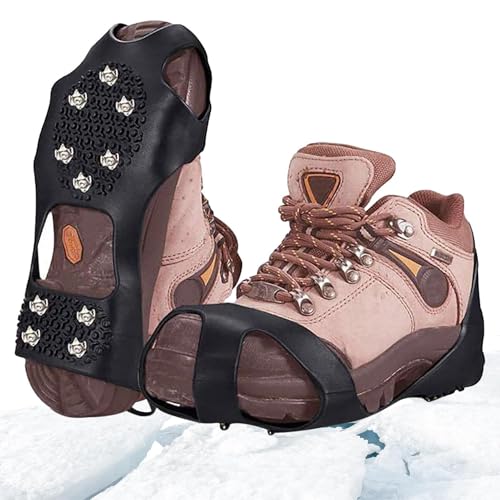 Picos de Hielo para Zapatos, Antideslizantes de 10 Dientes, de Acero Inoxidable, para Mujeres y Hombres, montañismo, Escalada, Senderismo, Escalada en, mochileros