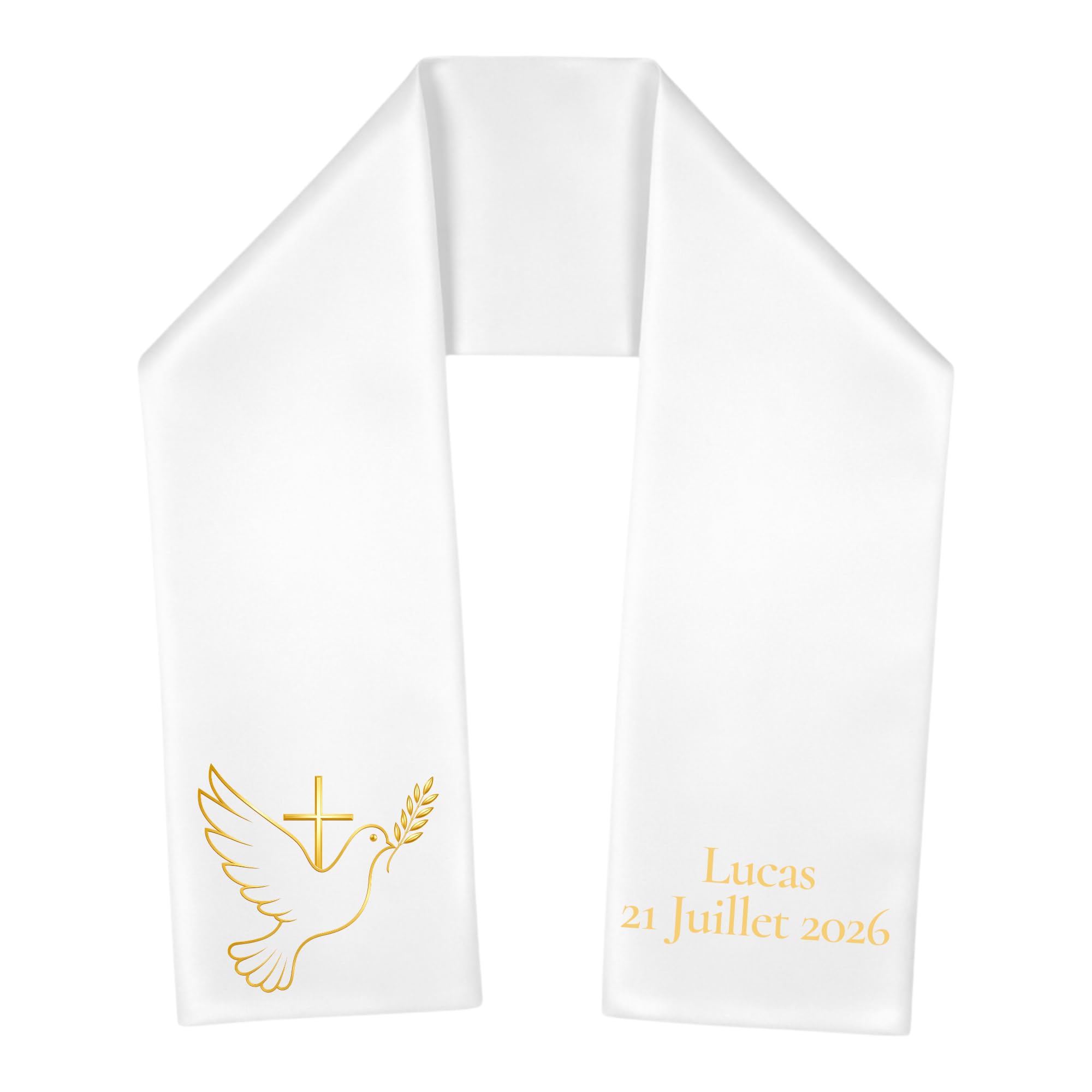 Générique Écharpe de Baptême Satiné Religieuse Personnalisée Fait Mains Plusieurs Modèles Bébé/Enfant - Cadeau Baptême