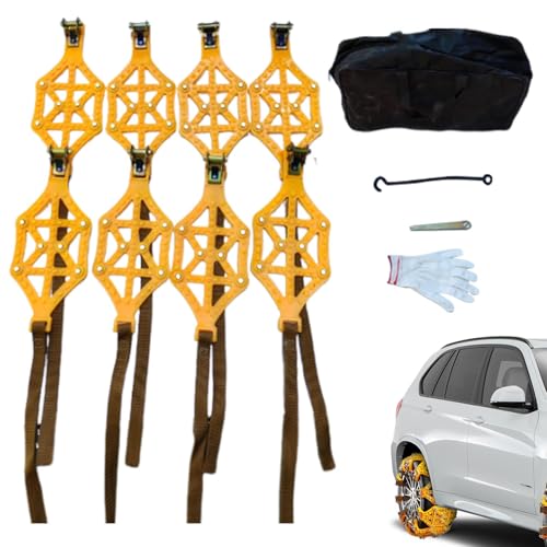 Cadenas de nieve para neumáticos de automóviles,Cadenas antideslizantes para neumáticos | Cadenas de seguridad para conducción en invierno - Cadenas portátiles gruesas, diseño de engranajes de placa d