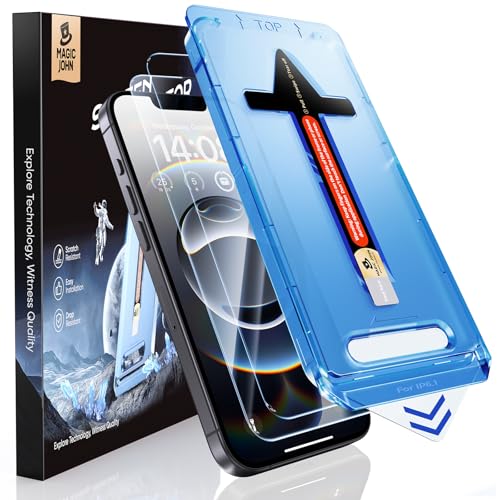 MAGIC JOHN 2 Pack for iPhone 16e Screen Protector 6.1 inch Tempered Glass Film Auto Dust-Elimination Bubble Free Easy Installation