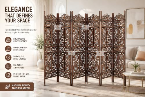 Image of Partition for Living Room,Divider,Partition Wall Room Divider Screen Separator, Wall Panel Divider for Hall | Bedroom |Office | Puja Room | Restaurant S Design (6 Panel Antique)