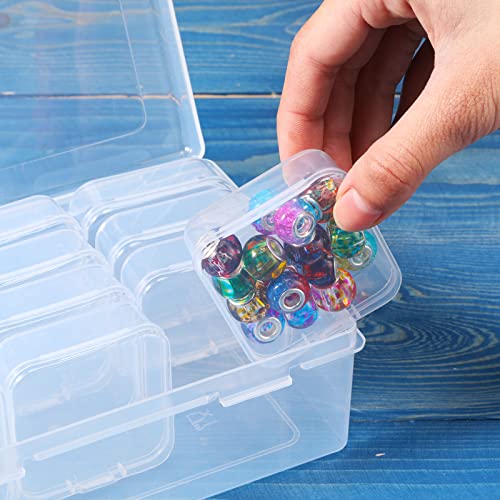 Image of Blulu 52 Pcs Bead Organizer Box, Plastic Storage Cases Mini Clear Bead Storage Containers Classroom DIY Craft Transparent Boxes with Hinged Lid for Diamond Painting Accessories Jewelry