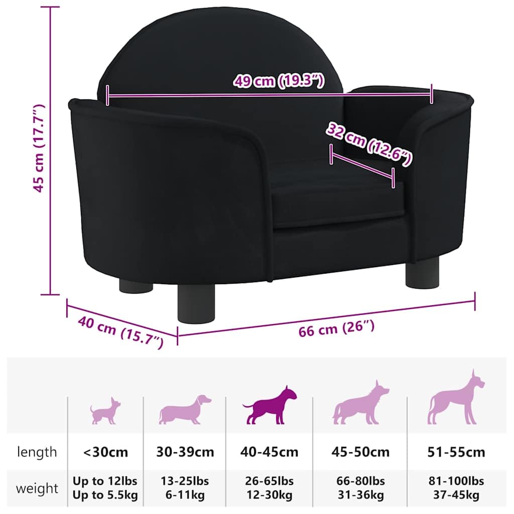 Cuccia per cani in velluto con memory foam, cuscino antiscivolo e rivestimento sfoderabile, protegge le articolazioni, per cuccioli, anziani e esterni, colore: nero, 66 x 40 x 45 cm