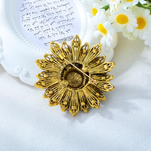 Image of Large Crystal Flower Brooch Pin for Women Red purple pink green Rhinestone Flower Lapel Pin Wedding Party Birthday Dance Banquet Dress Suit Ceremony Clothes Hat Bag Accessories Jewelry