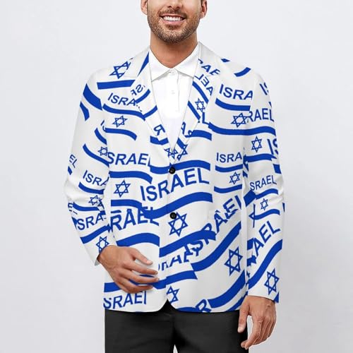 Flag of Israel Men's Two Button Suit Jacket Sports Coat Novelty Casual Outwear Tops Funny2