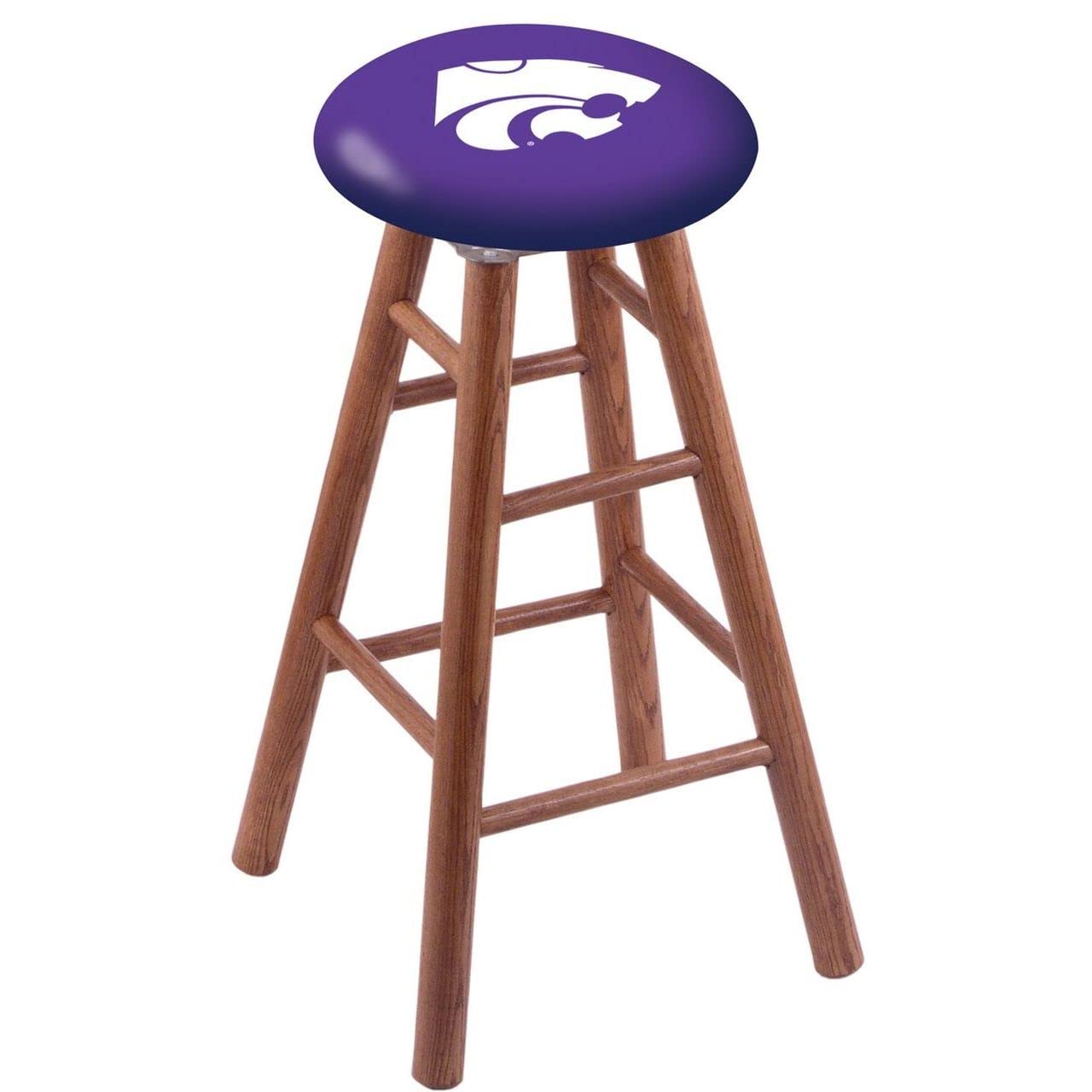 Holland Bar Stool Co. Oak Extra Tall Bar Stool in Medium Finish with Kansas State Seat by The