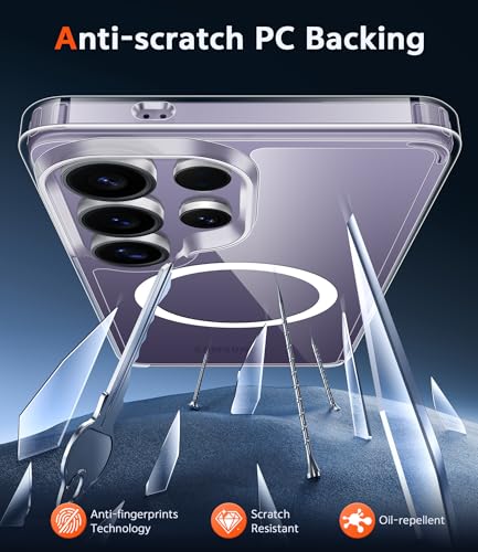 Image of FNTCASE for Samsung Galaxy S24-Ultra Case: Clear Magnetic Phone Cases with Screen Protector Compatible with Magsafe Slim Anti Yellowing Rugged Protective Transparent Cell Phone Cover (A-Clear)