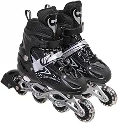 Patins Roller Inline 4 Rodas Skates Ajustavél com Rodas Iluminadas Jovens e Adultos, Para iniciantes, Adequado para uso Interno e Externo Roller Quad