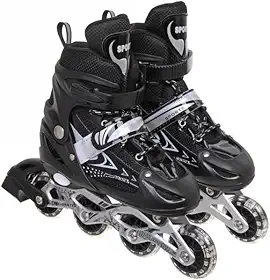 Patins Roller Inline 4 Rodas Skates Ajustavél com Rodas Iluminadas Jovens e Adultos, Para iniciantes, Adequado para uso Interno e Externo