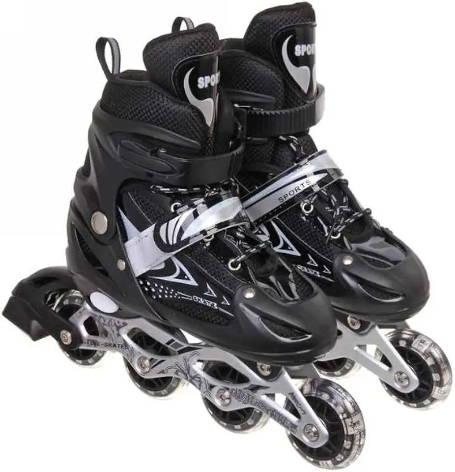 Patins Roller Inline 4 Rodas Skates Ajustavél com Rodas Iluminadas Jovens e Adultos, Para iniciantes, Adequado para uso Interno e Externo