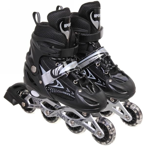 Patins Inline Roller Semi Profissional Ajustável (Preto, Roller M (33 ao 36))