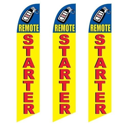 3 (three) Pack Tall Swooper Flags Remote Car Starter Red Yellow Keyless
