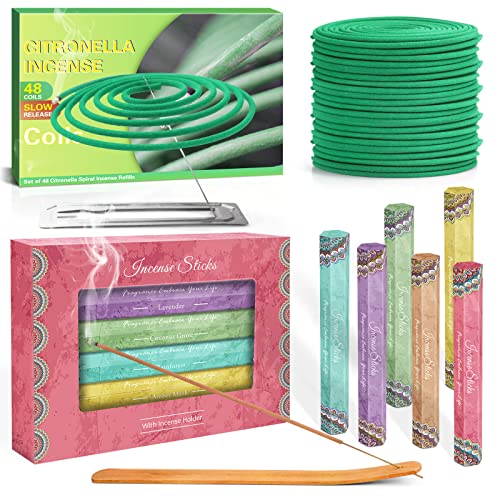 Scentorini Citronella Incense Coils Scented Incense Sticks For Indoor Outdoor Camping Patio, Porches, 120 Sticks And 48 Coils #TOP28