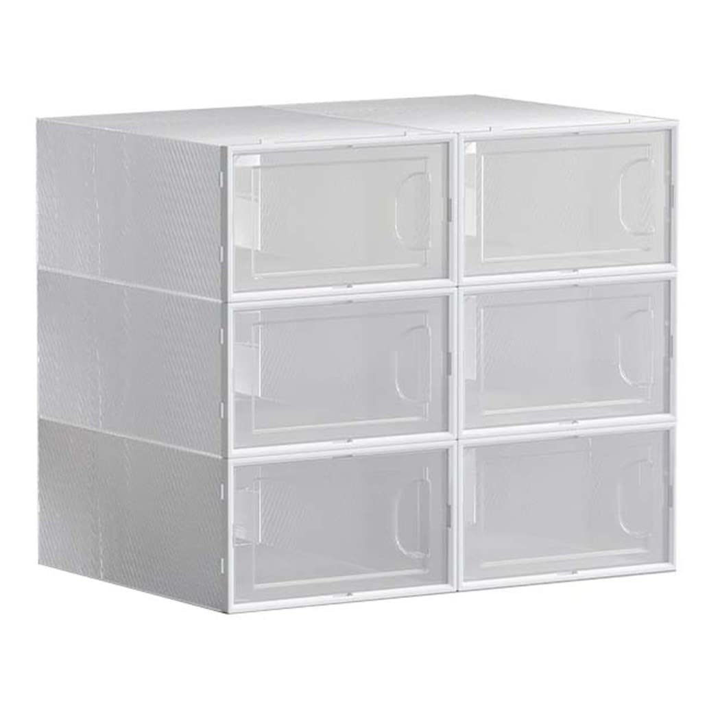 Boîte à chaussures ouverture frontale plastique rigide lot de 6 empilables