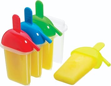 KitchenCraft Ice Lolly Mould with 4 Sipper Handles, BPA Free Plastic, Multi-Colour