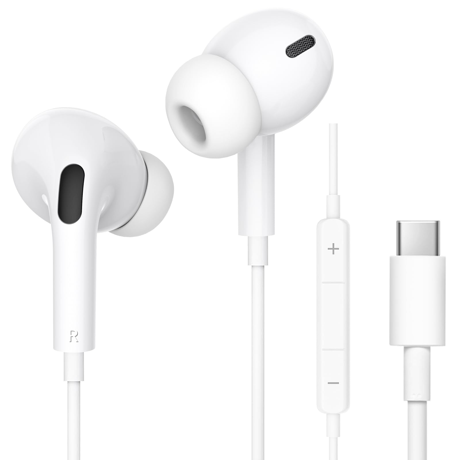 イヤホン タイプc 有線 イヤホン【2025新版 音質強化バージョン】 有線 イヤホンマイク USB-C TYPE-C HIFI音質 高密着遮音 重低音 音量調整 通話可能 遅延なしタイプシー リモコン付き 小型·軽量 カナル型 iPhone/Android/Galaxy/iPadなど対応