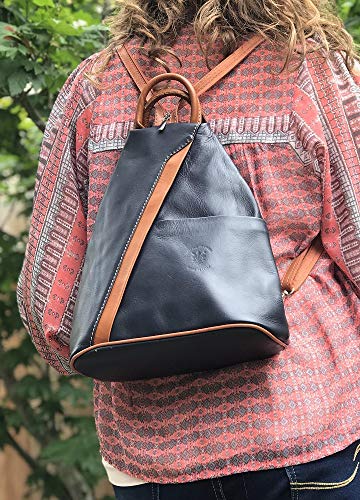 Image of Submedium Leather Backpack Purse Dark Navy Blue Leather