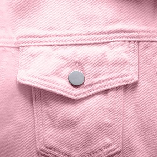 Cazadora vaquera corta mujer con bolsillos grandes chaqueta colorido sólido 7